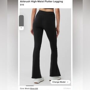 Alo Yoga High Waist Front Slit Flare Leggings Black Size Med